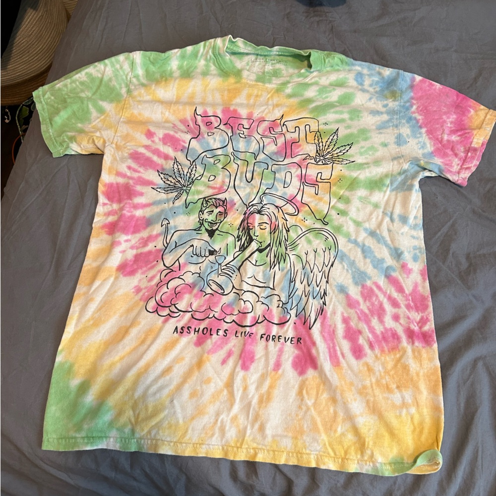 Assholes Live Forever Best Buds tie-dye t-shirt medium 420